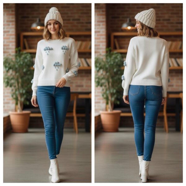 Pull blanc cassé – Image 3